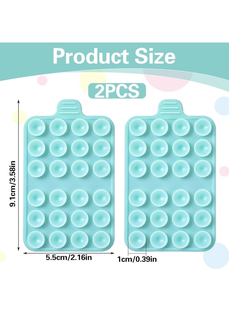 ChicAbode 2Pcs Silicone Suction Phone Case Adhesive Mount, Non-Slip Suction Cup Phone Mount, Double Sided Phone Suction Grip, 3.58 x2.16In Hands-Free Strong Grip Holder Bracket for Selfies Videos(Green) - Image 2